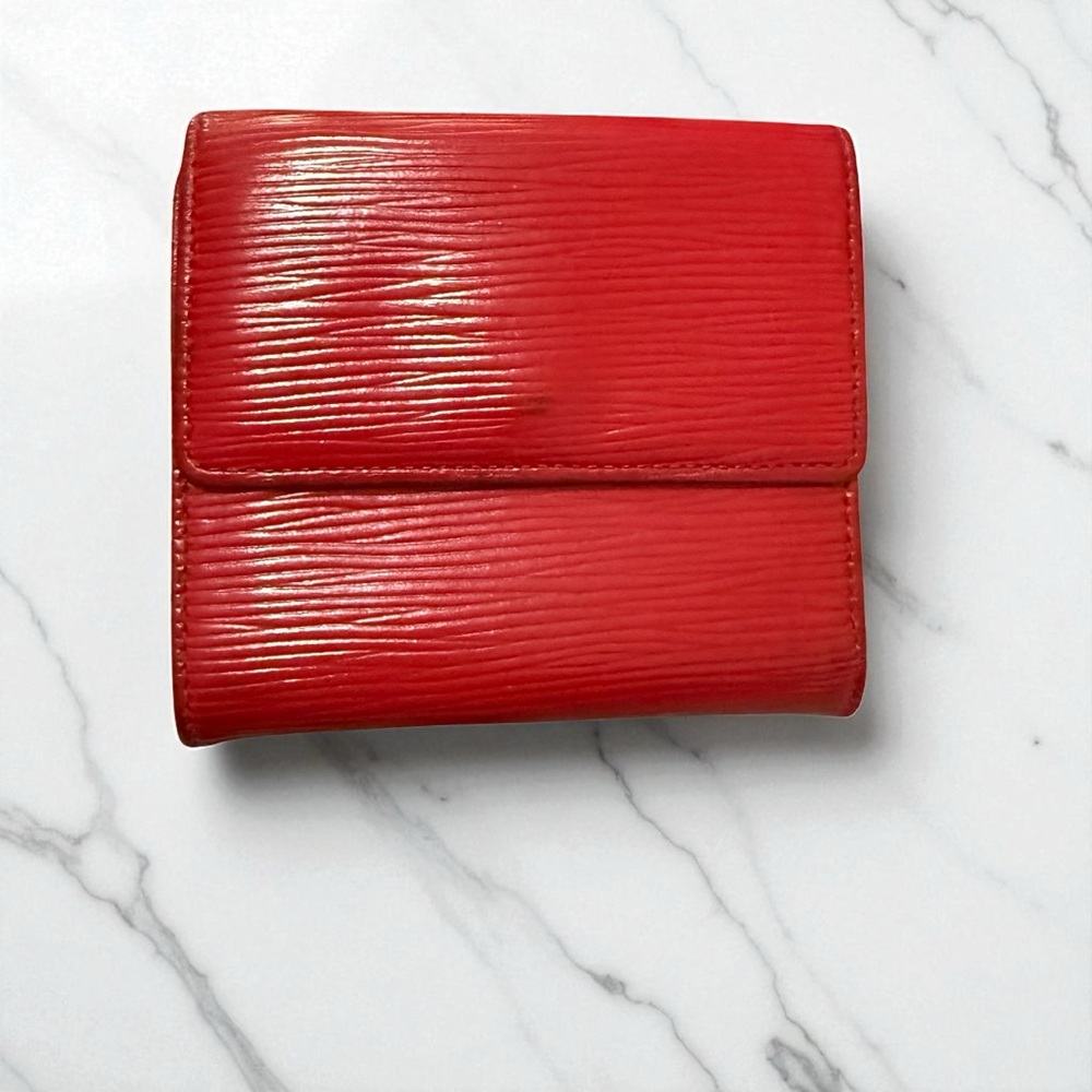 Louis Vuitton EPI Leather Double Snap Wallet in Red EUC - Picture 2 of 12